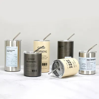 Venda Quente Acampamento Oem Estética Viagens Taça de Café Copo Termo de Aço Inoxidável Com Palha