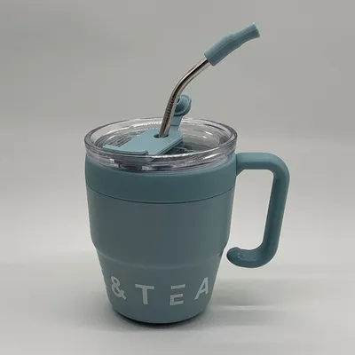 Taça de viagem isolada 1pcs 480ml Taça de café de aço inoxidável com tampa de palha Taça térmico para bebidas quentes e frias Água Chá Leite Escritório Outdoor garrafa portátil