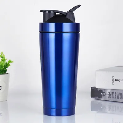 Botelha de agitação de aço inoxidável sem ruído 24 oz agitação de metal isolado de garrafas para misturas de proteínas e pré-treino 100% à prova de vazamento