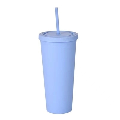 Colorido 450/650ml Candy Color Duplo isolante de plástico Tumblers acrílico Matte Tumbler com palha vácuo selado isolamento protetor contra salpicos Design