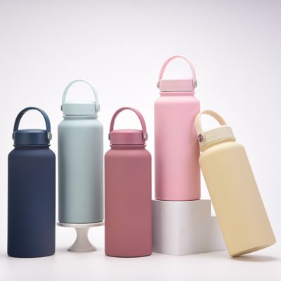 New Stainless Steel Sports Water Bottle Large-capacity 1L American Wide-mouth Insulated Flask Portable Outdoor Customized Water Cup