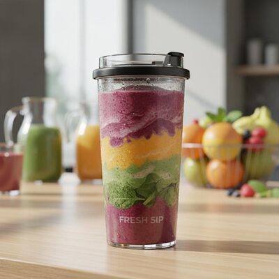 Slide de fechamento cilindro de plástico Tumbler adequado para bebidas frias smoothies e sucos na indústria hoteleira