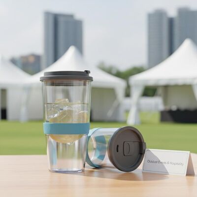 15 Oz cilindro de plástico de tumbler com tampa de fechamento de slide adequado para eventos ao ar livre conferências e indústria da hospitalidade