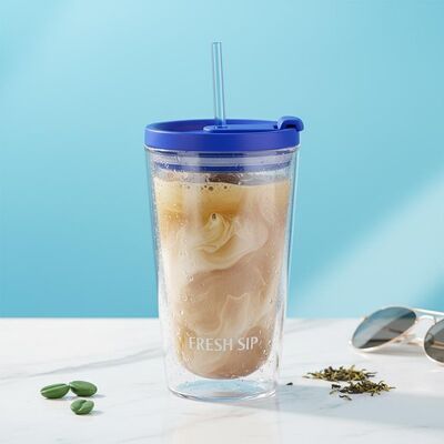 Copo isolado de parede dupla reutilizável de plástico, adequado para café e chá e atividades ao ar livre